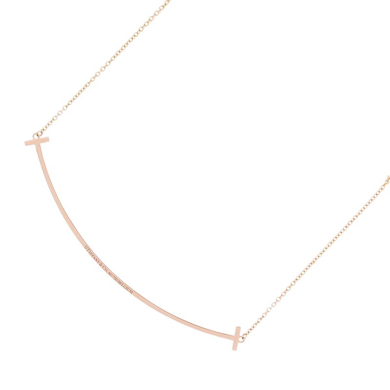 ティファニー ネックレス Tスマイル ペンダント ラージ ダイヤモンド 計約0.19ct K18PGピンクゴールド 60011654 Tiffany&Co.