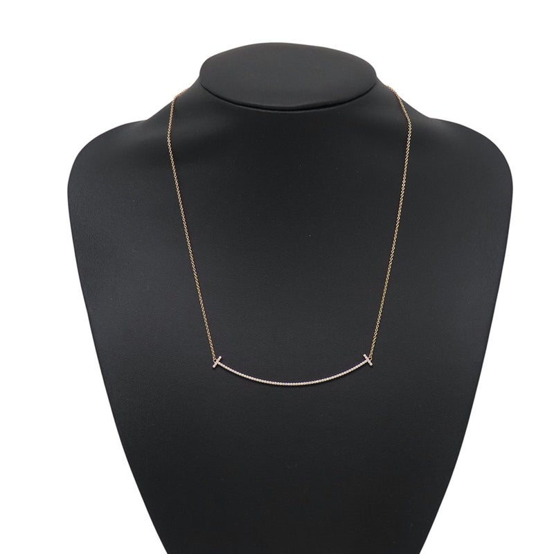 ティファニー ネックレス Tスマイル ペンダント ラージ ダイヤモンド 計約0.19ct K18PGピンクゴールド 60011654 Tiffany&Co.