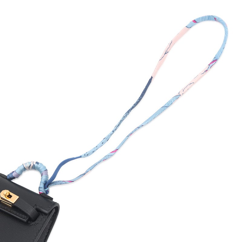 エルメス バッグチャーム ケリートゥイリー ブラック/ゴールド金具 タデラクト/シルク U刻印 ケリーツイリー 黒