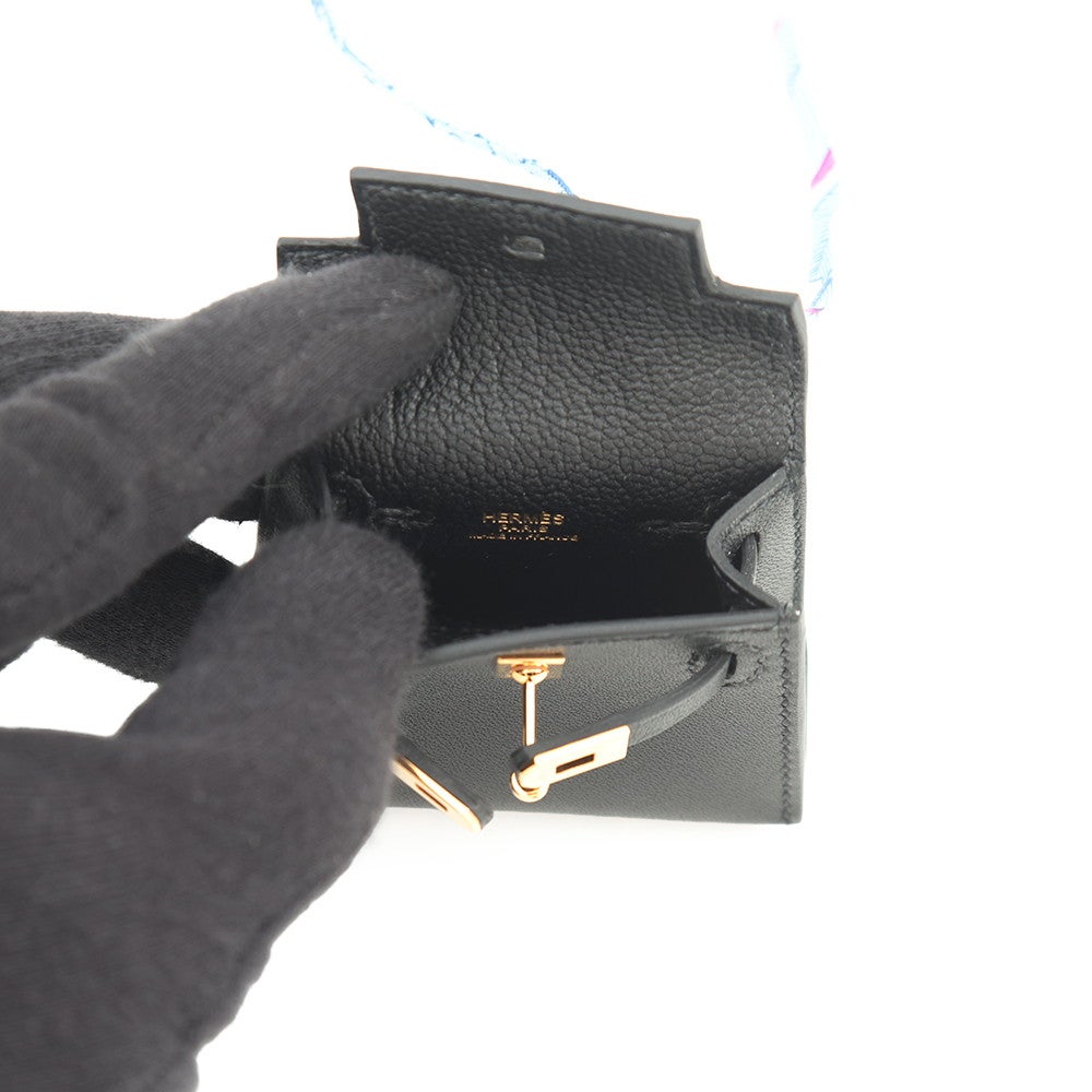 エルメス バッグチャーム ケリートゥイリー ブラック/ゴールド金具 タデラクト/シルク U刻印 ケリーツイリー 黒 エルメス バッグチャーム ケリートゥイリー ブラック/ゴールド金具