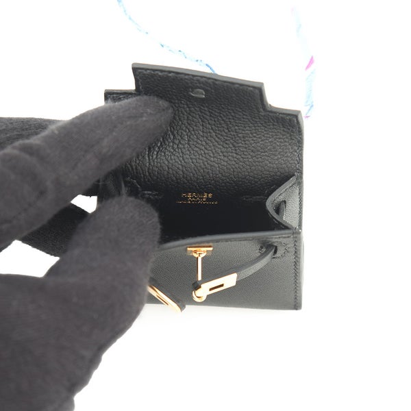 エルメス バッグチャーム ケリートゥイリー ブラック/ゴールド金具 タデラクト/シルク U刻印 ケリーツイリー 黒