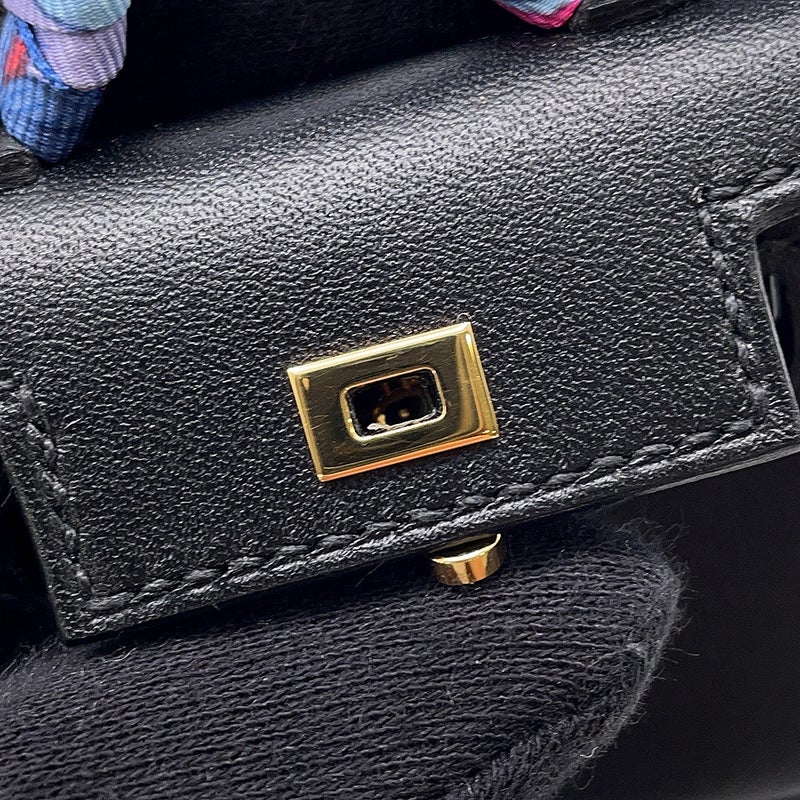 エルメス バッグチャーム ケリートゥイリー ブラック/ゴールド金具 タデラクト/シルク U刻印 ケリーツイリー 黒