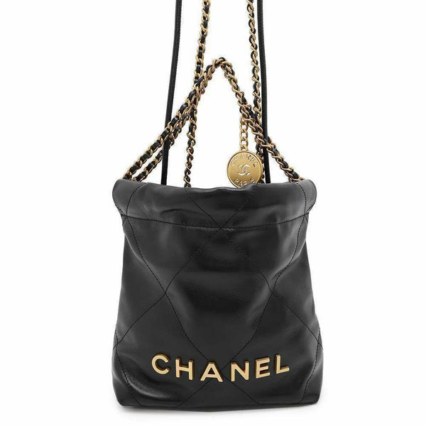 シャネル ハンドバッグ CHANEL 22 ミニ ココマーク シャイニーカーフレザー AS3980 CHANEL 2wayショルダーバッグ 黒