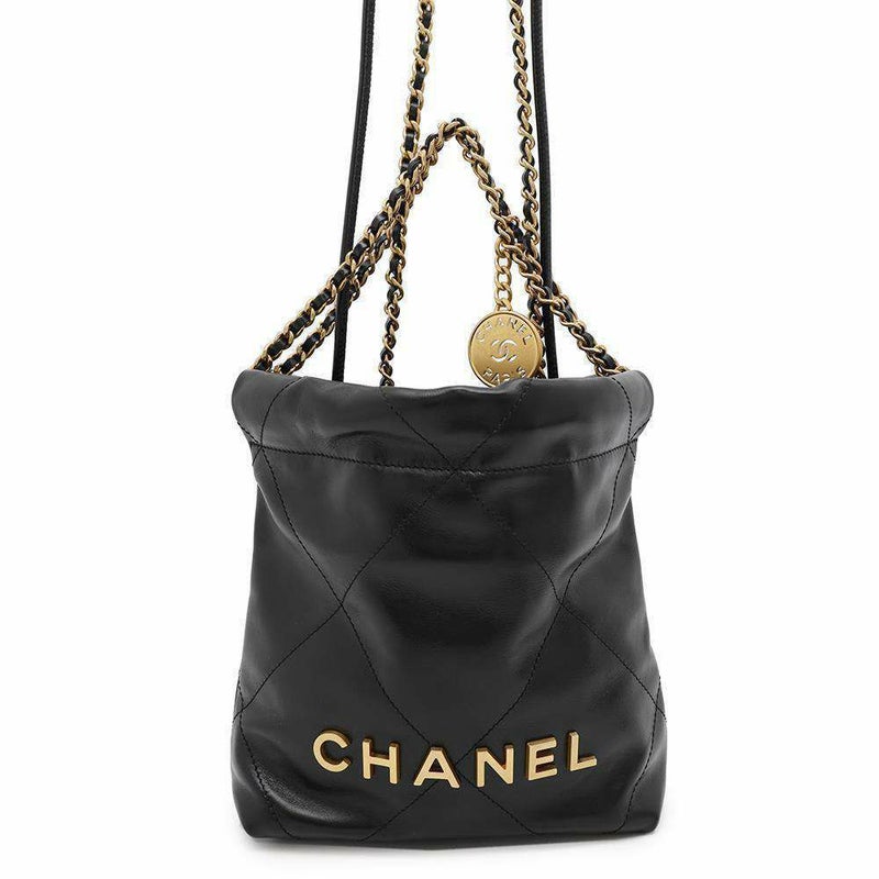 シャネル ハンドバッグ CHANEL 22 ミニ ココマーク シャイニーカーフレザー AS3980 CHANEL 2wayショルダーバッグ 黒