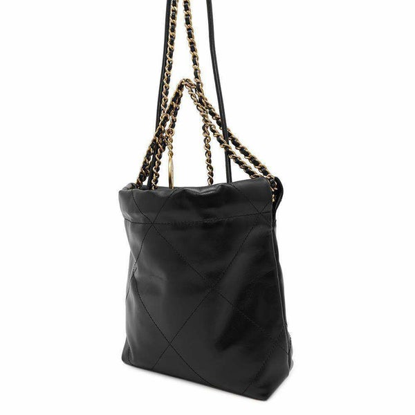 シャネル ハンドバッグ CHANEL 22 ミニ ココマーク シャイニーカーフレザー AS3980 CHANEL 2wayショルダーバッグ 黒