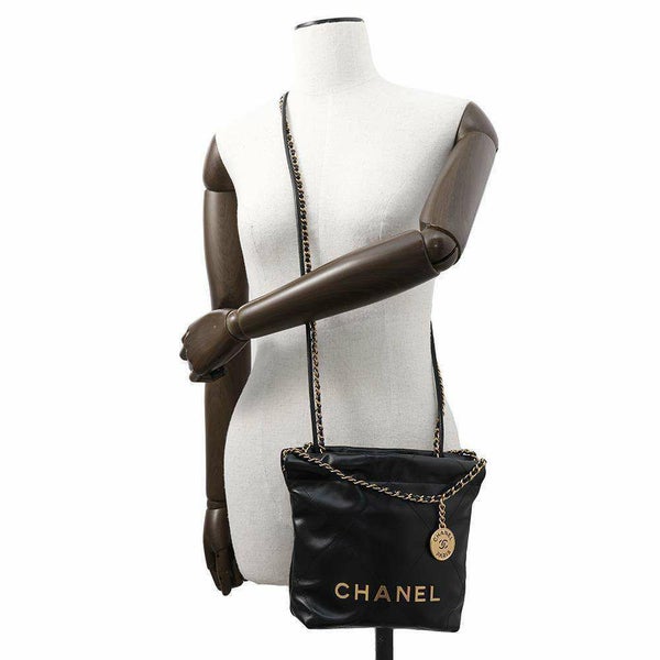 シャネル ハンドバッグ CHANEL 22 ミニ ココマーク シャイニーカーフレザー AS3980 CHANEL 2wayショルダーバッグ 黒