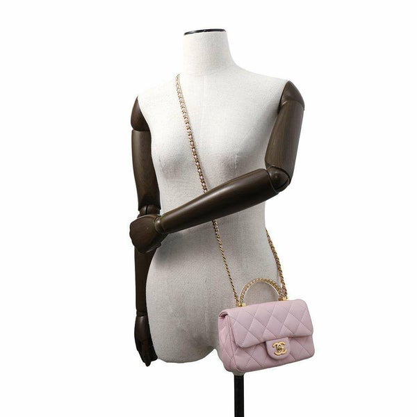 シャネル チェーンショルダーバッグ トップハンドル ミニ フラップ マトラッセ ココマーク ラムスキン AS4847 CHANEL