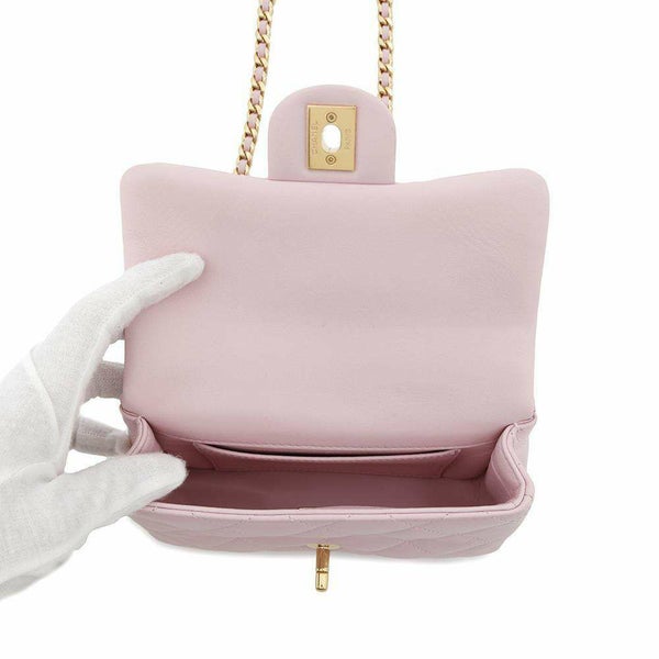 シャネル チェーンショルダーバッグ トップハンドル ミニ フラップ マトラッセ ココマーク ラムスキン AS4847 CHANEL