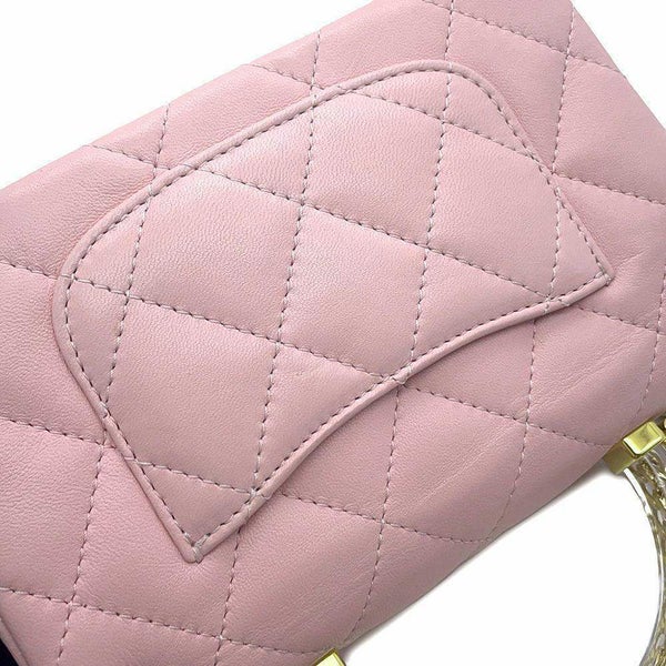 シャネル チェーンショルダーバッグ トップハンドル ミニ フラップ マトラッセ ココマーク ラムスキン AS4847 CHANEL