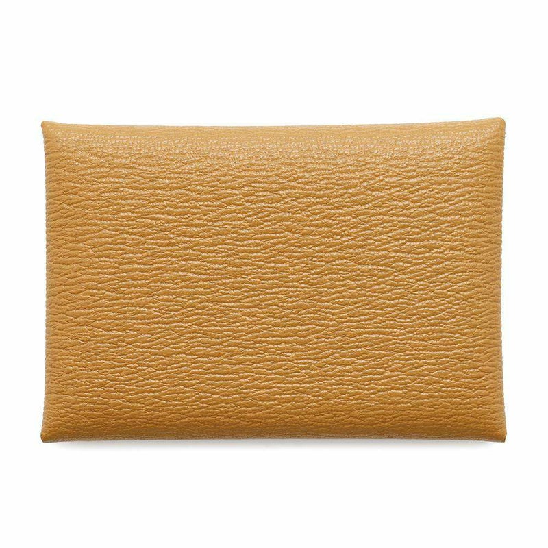 エルメス コインケース カルヴィ デュオ キャラメル/シルバー金具 シェブルミゾル W刻印 シェーブル