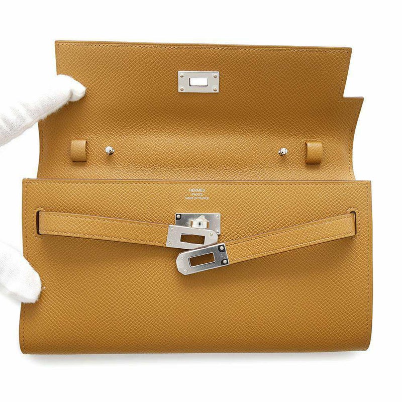 エルメス ケリーウォレット ロング トゥーゴー キャラメル/シルバー金具 エプソン W刻印 HERMES 財布