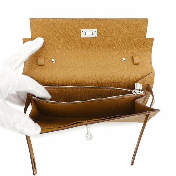 エルメス ケリーウォレット ロング トゥーゴー キャラメル/シルバー金具 エプソン W刻印 HERMES 財布