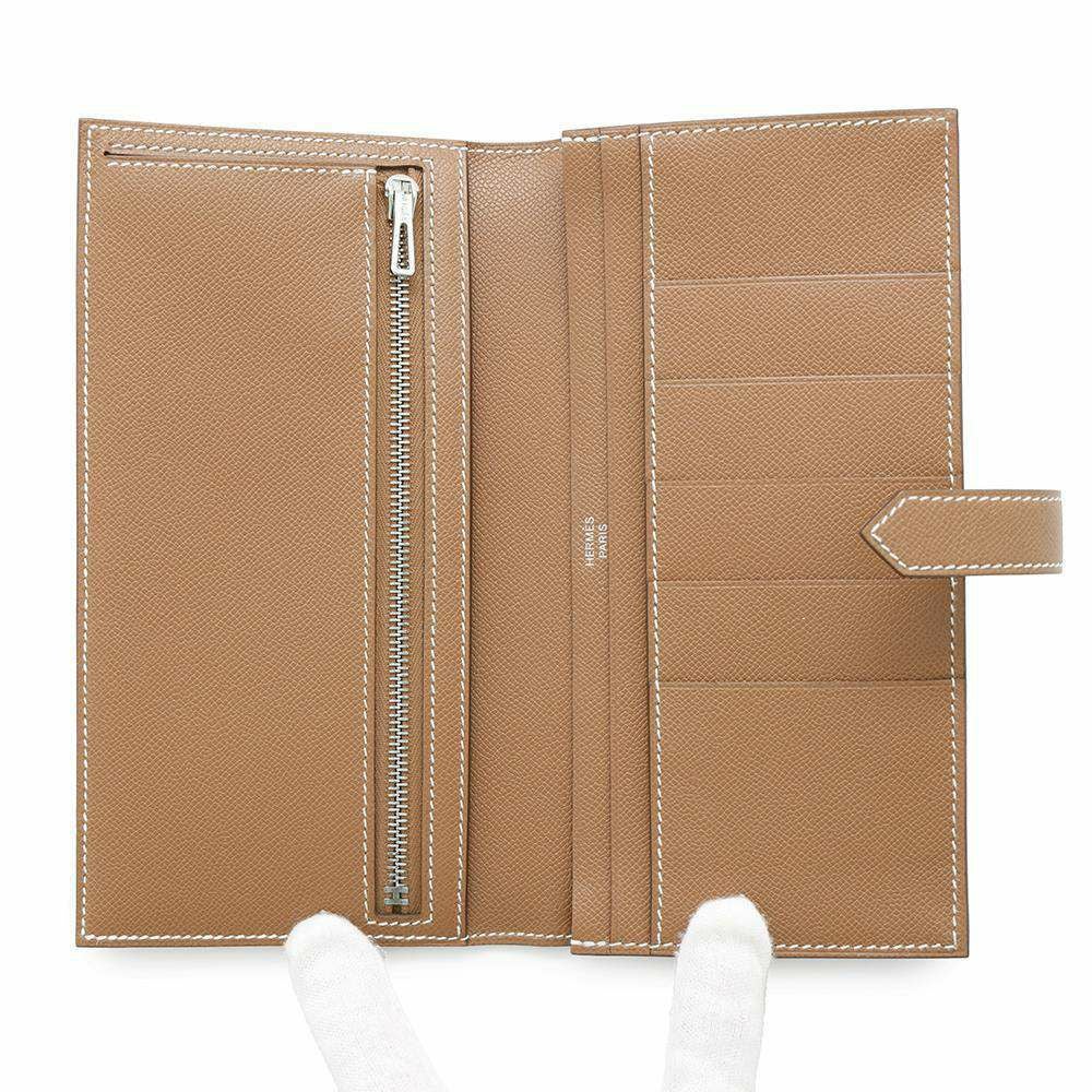 エルメス 長財布 ベアンスフレ ゴールド/シルバー金具 ヴォーマダム W