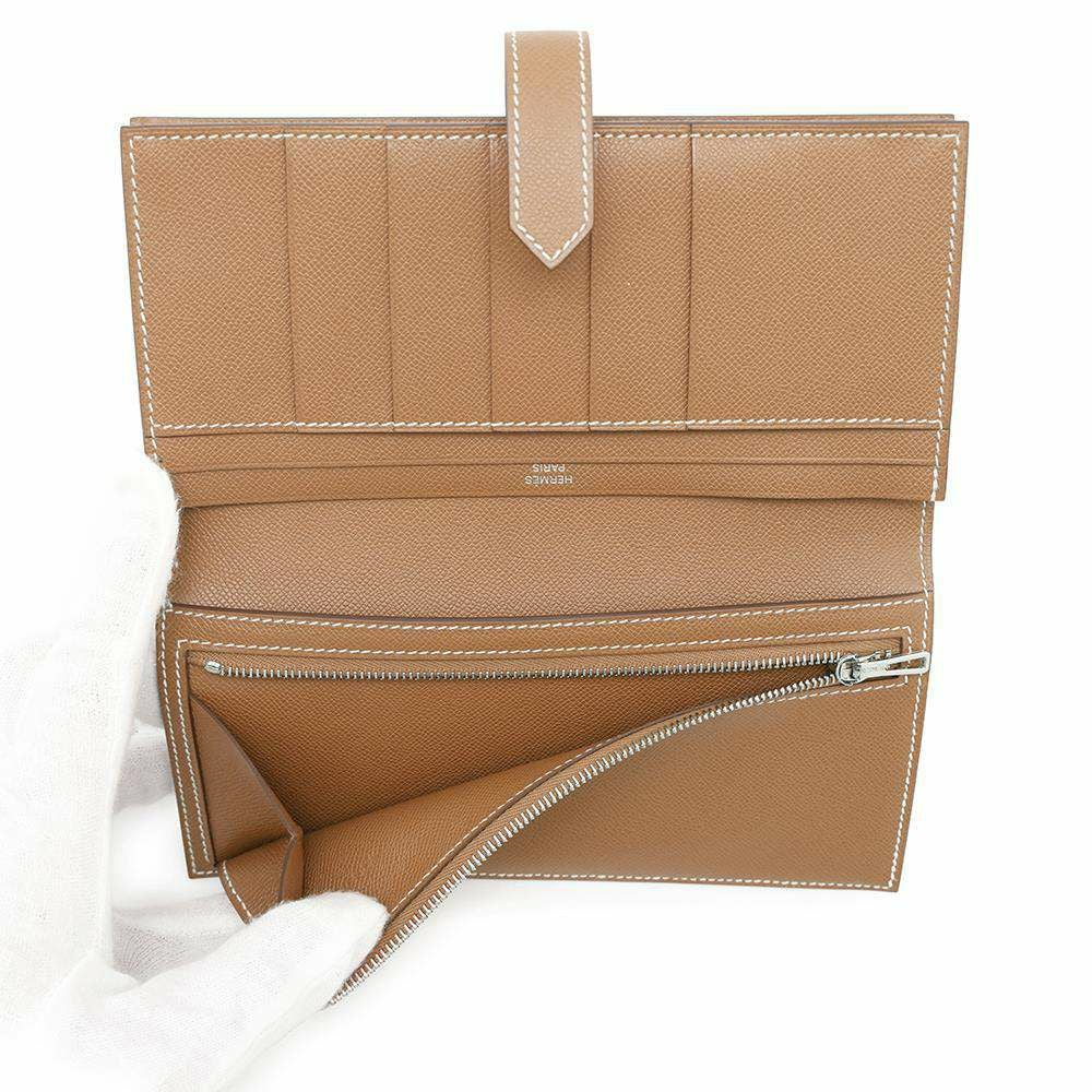 エルメス 長財布 ベアンスフレ ゴールド/シルバー金具 ヴォーマダム W
