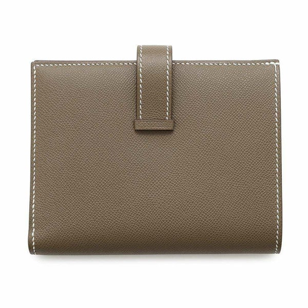 エルメス 二つ折り財布 ベアンコンパクト エトゥープ/ゴールド金具 ヴォーマダム W刻印 財布