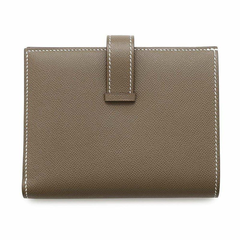 エルメス 二つ折り財布 ベアンコンパクト エトゥープ/ゴールド金具 ヴォーマダム W刻印 財布