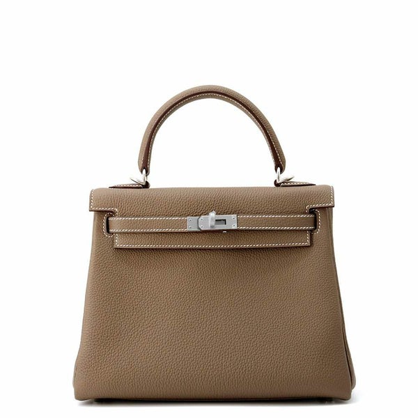 エルメス ハンドバッグ ケリー25内縫い エトゥープ/マットシルバー金具 トゴ K刻印 2wayショルダー