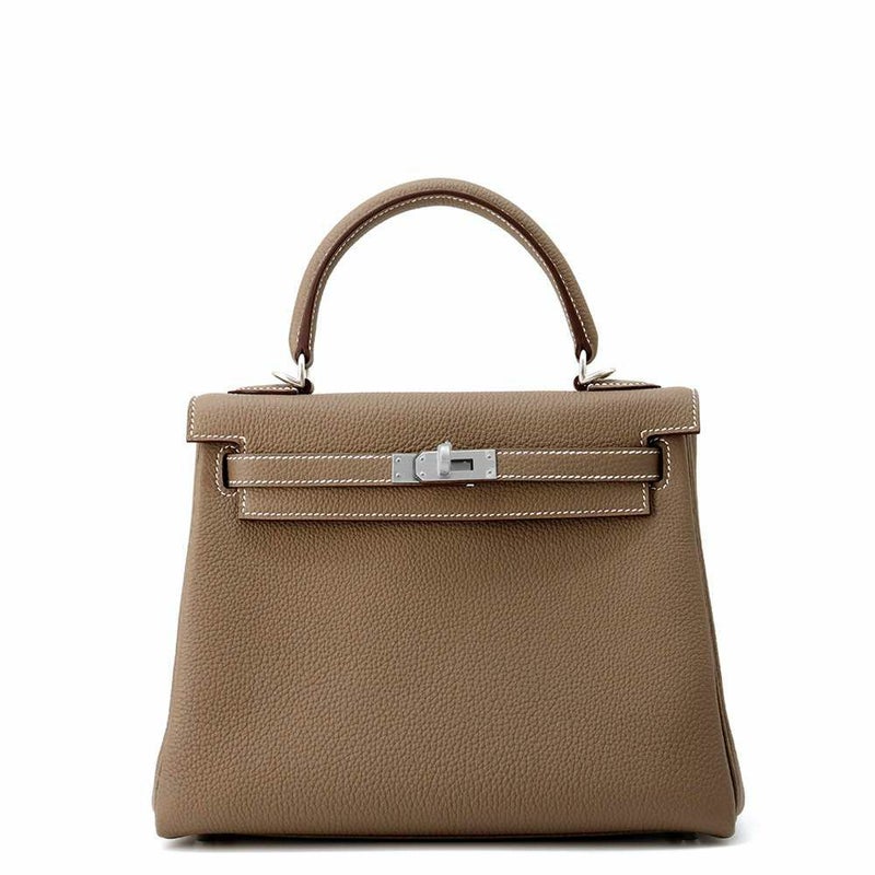 エルメス ハンドバッグ ケリー25内縫い エトゥープ/マットシルバー金具 トゴ K刻印 2wayショルダー