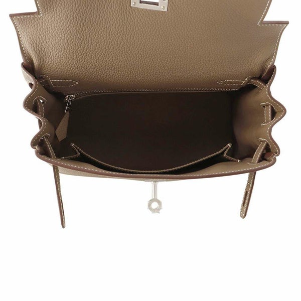 エルメス ハンドバッグ ケリー25内縫い エトゥープ/マットシルバー金具 トゴ K刻印 2wayショルダー