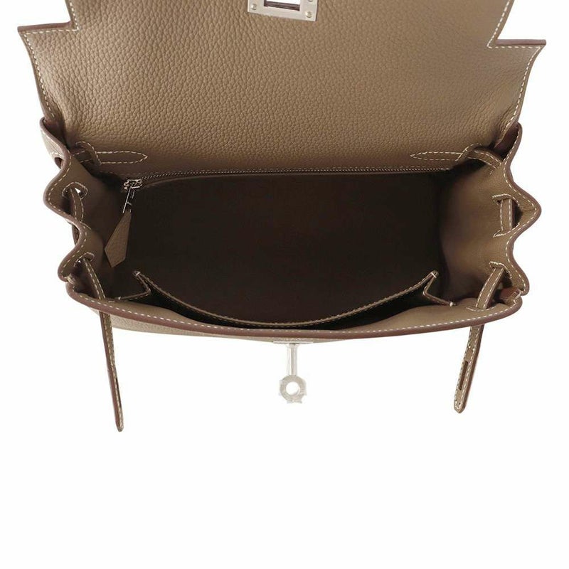 エルメス ハンドバッグ ケリー25内縫い エトゥープ/マットシルバー金具 トゴ K刻印 2wayショルダー