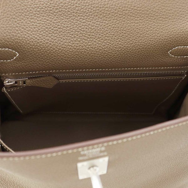 エルメス ハンドバッグ ケリー25内縫い エトゥープ/マットシルバー金具 トゴ K刻印 2wayショルダー