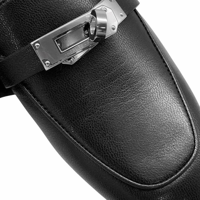 エルメス ミュール オズ OZ レザー レディースサイズ34 1/2 HERMES 靴 黒