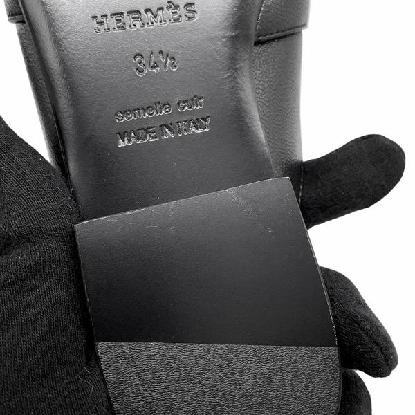 エルメス ミュール オズ OZ レザー レディースサイズ34 1/2 HERMES 靴 黒
