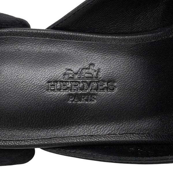 エルメス ミュール オズ OZ レザー レディースサイズ34 1/2 HERMES 靴 黒