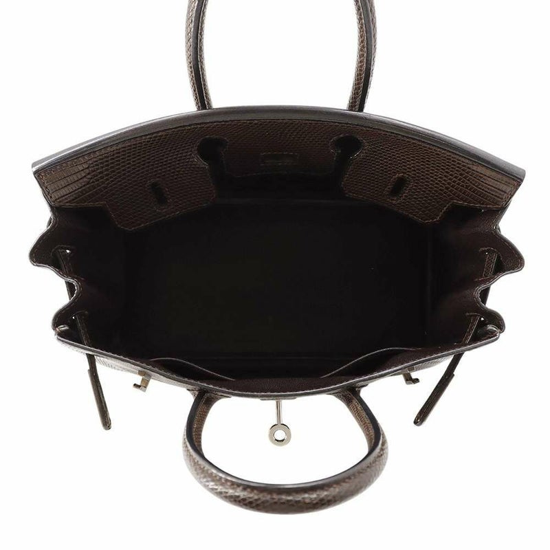 エルメス バーキン25 エベンヌ/シルバー金具 リザード □I刻印 HERMES Birkin ハンドバッグ