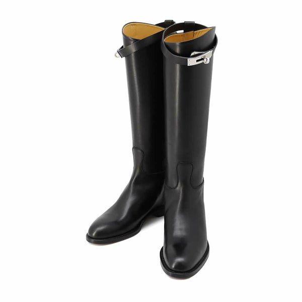 エルメス ブーツ ジャンピング レザー レディースサイズ36 HERMES ショートブーツ 黒