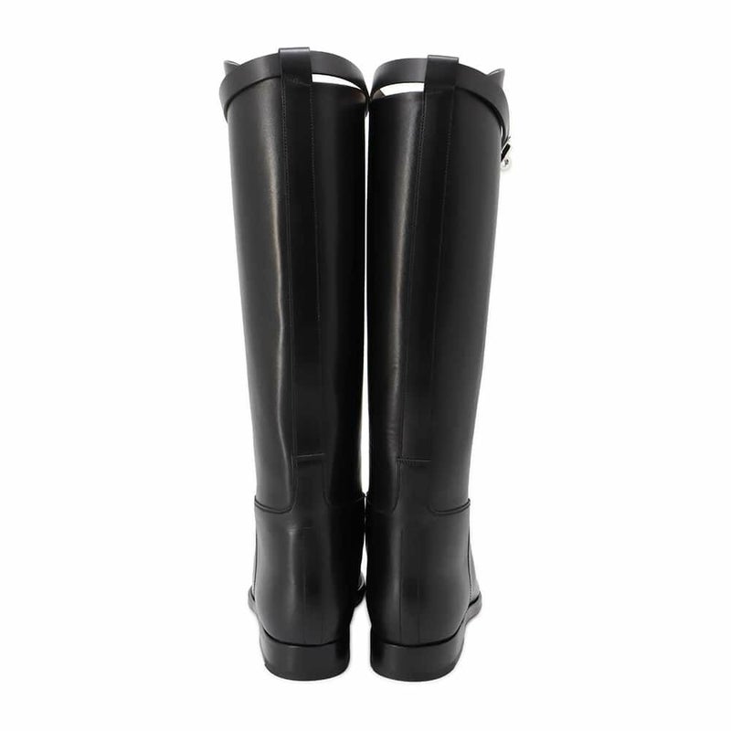 エルメス ブーツ ジャンピング レザー レディースサイズ36 HERMES ショートブーツ 黒