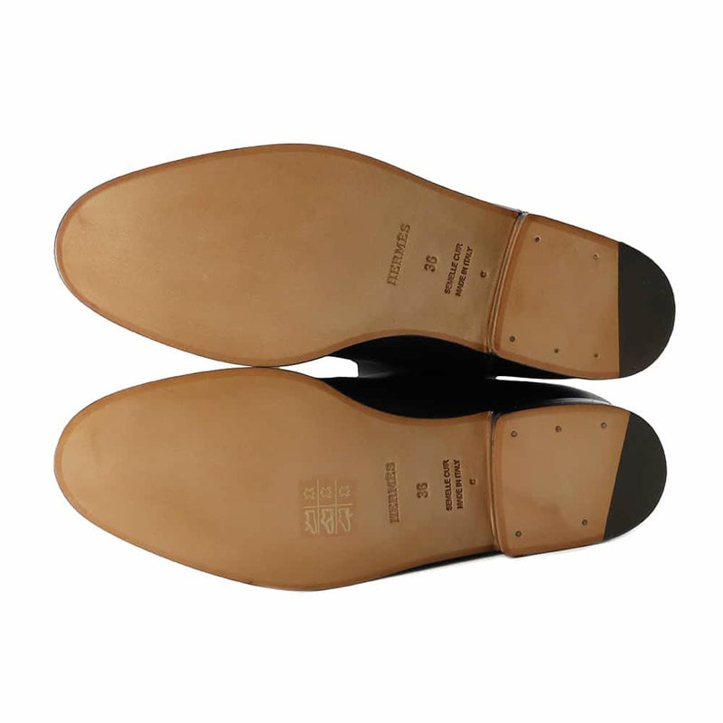 エルメス ブーツ ジャンピング レザー レディースサイズ36 HERMES ショートブーツ 黒