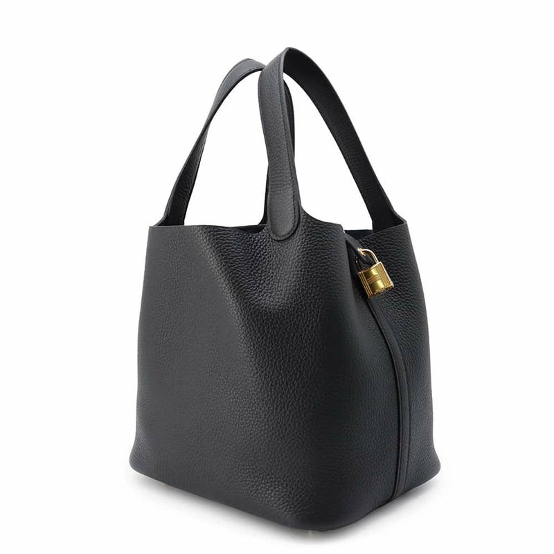 エルメス ハンドバッグ ピコタンロックMM ブラック/ゴールド金具 トリヨンクレマンス W刻印 黒