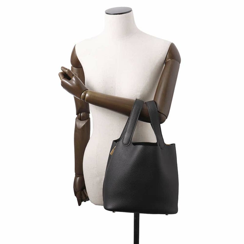 エルメス ハンドバッグ ピコタンロックMM ブラック/ゴールド金具 トリヨンクレマンス W刻印 黒