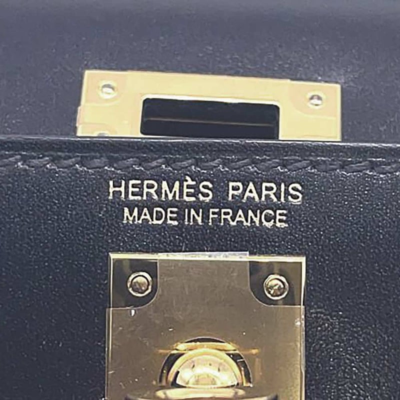 エルメス ハンドバッグ ミニケリー2 外縫い ブラック/ゴールド金具 ボックスカーフ U刻印 2wayショルダー 黒