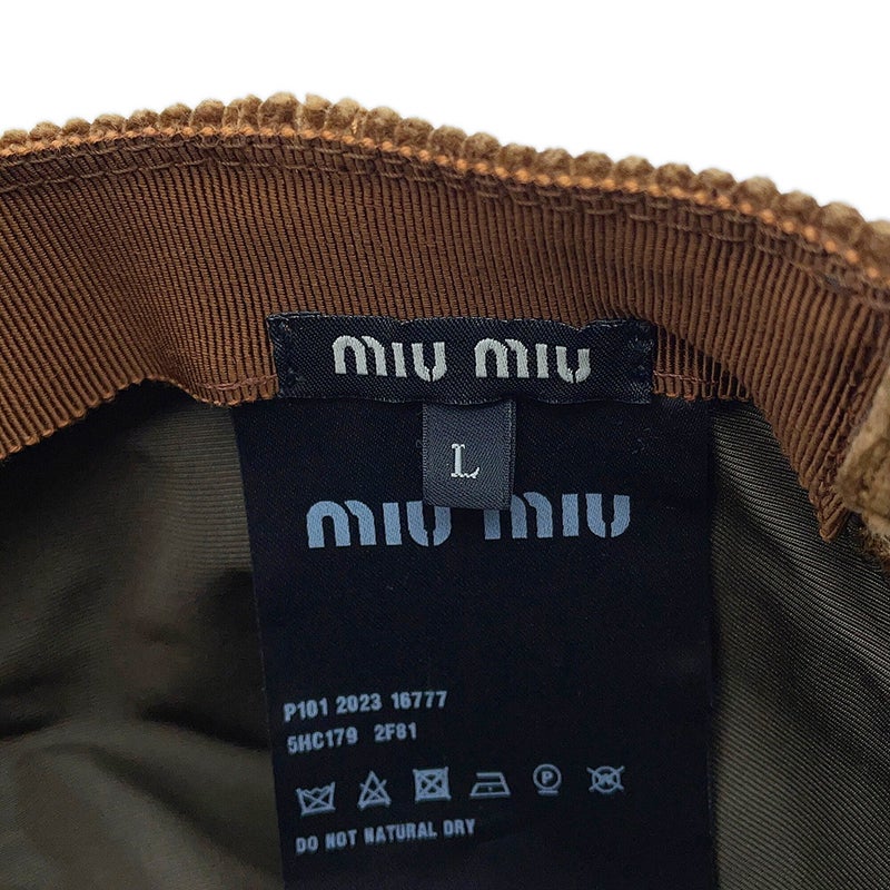 ミュウミュウ キャップ ロゴ コーデュロイ 5HC179 サイズL Miu Miu CAP