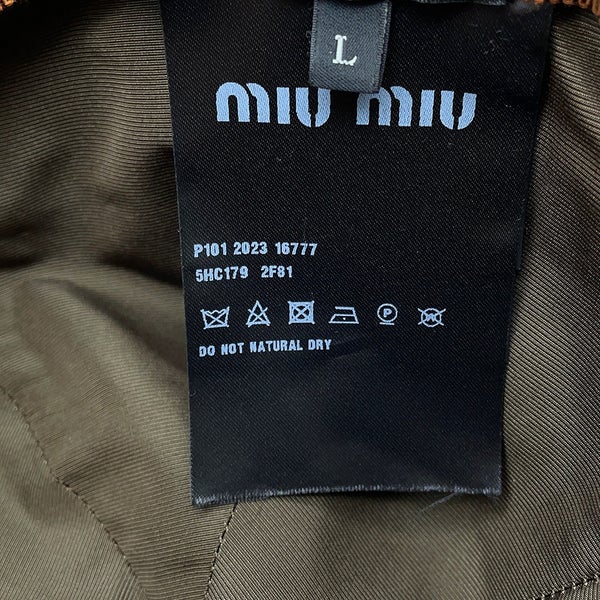 ミュウミュウ キャップ ロゴ コーデュロイ 5HC179 サイズL Miu Miu CAP