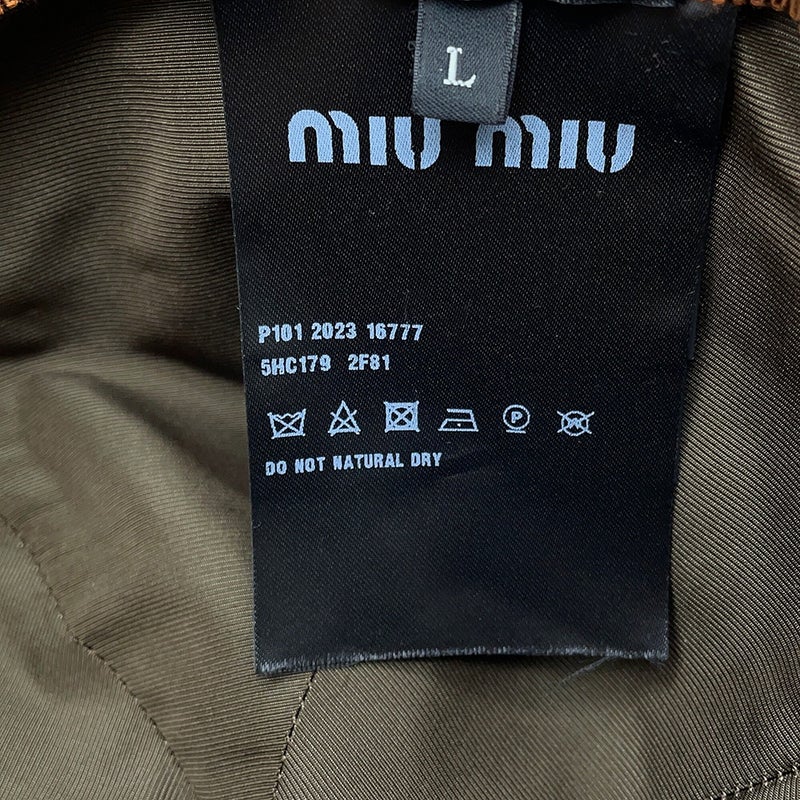 ミュウミュウ キャップ ロゴ コーデュロイ 5HC179 サイズL Miu Miu CAP