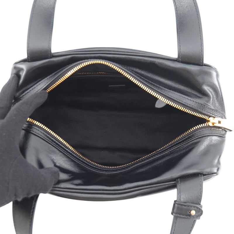 ミュウミュウ ハンドバッグ ボーリング ロゴ レザー 5BB182 Miu Miu 黒