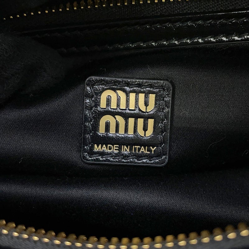 ミュウミュウ ハンドバッグ ボーリング ロゴ レザー 5BB182 Miu Miu 黒