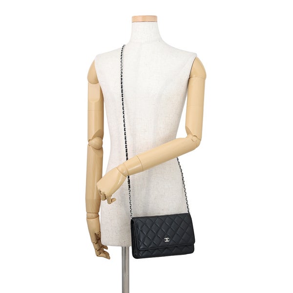 シャネル チェーンウォレット クラシック マトラッセ ココマーク キャビアスキン AP0250 CHANEL 財布 黒