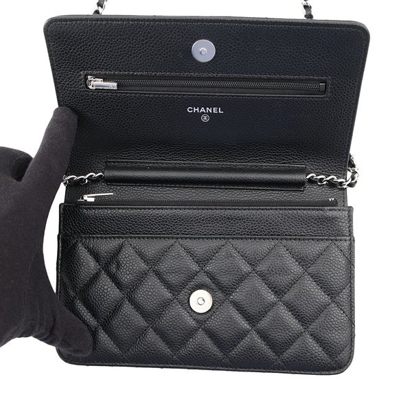 シャネル チェーンウォレット クラシック マトラッセ ココマーク キャビアスキン AP0250 CHANEL 財布 黒