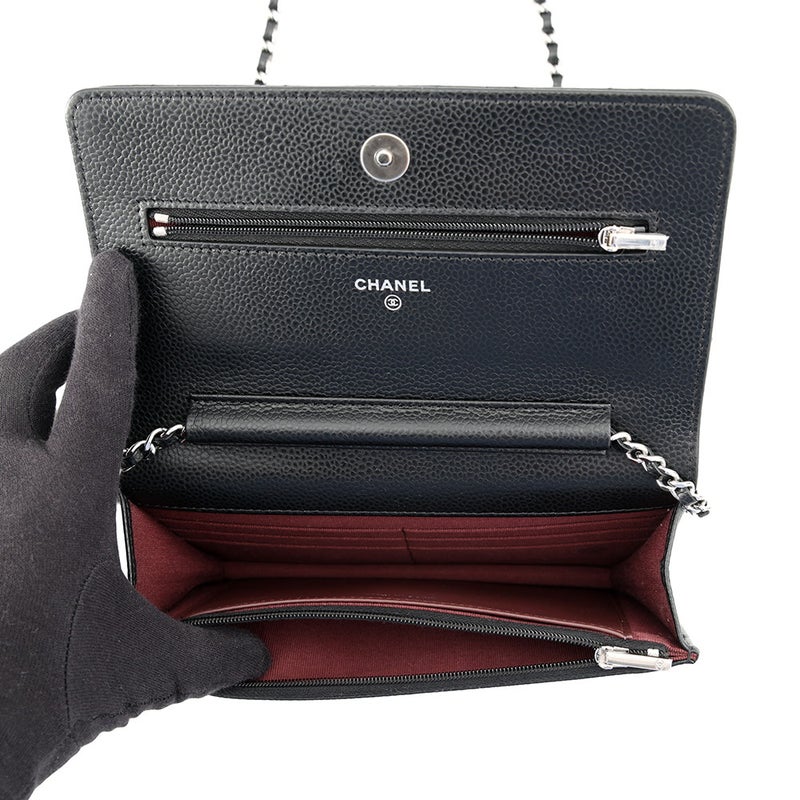 シャネル チェーンウォレット クラシック マトラッセ ココマーク キャビアスキン AP0250 CHANEL 財布 黒
