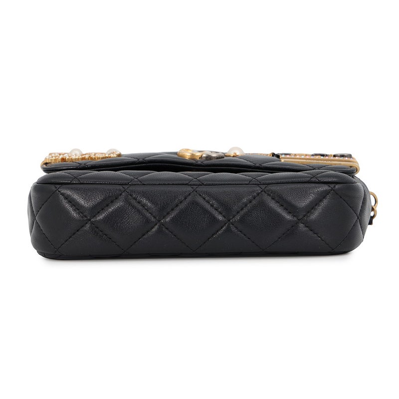 シャネル チェーンウォレット マトラッセ ココマーク ラムスキン パール AP2508 CHANEL 財布 黒