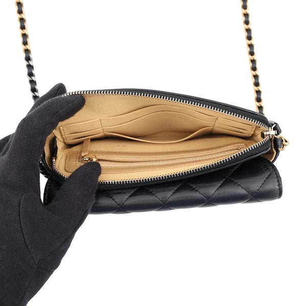 シャネル チェーンウォレット マトラッセ ココマーク ラムスキン パール AP2508 CHANEL 財布 黒