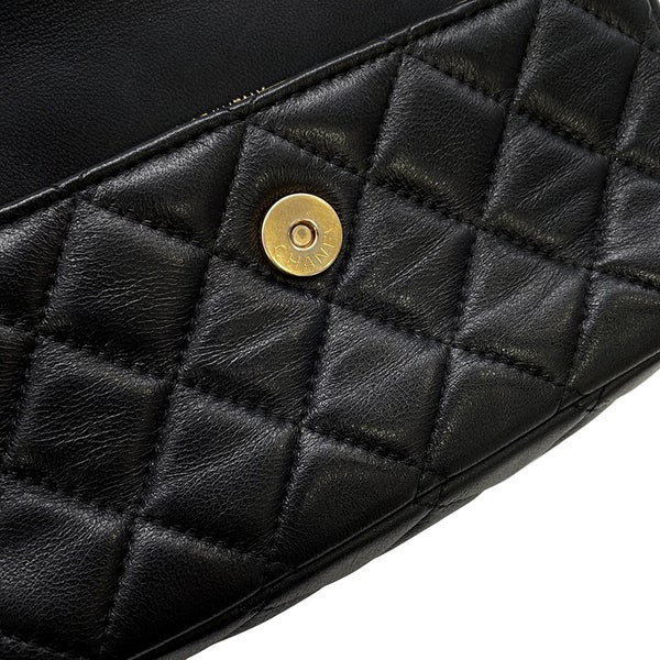 シャネル チェーンウォレット マトラッセ ココマーク ラムスキン パール AP2508 CHANEL 財布 黒