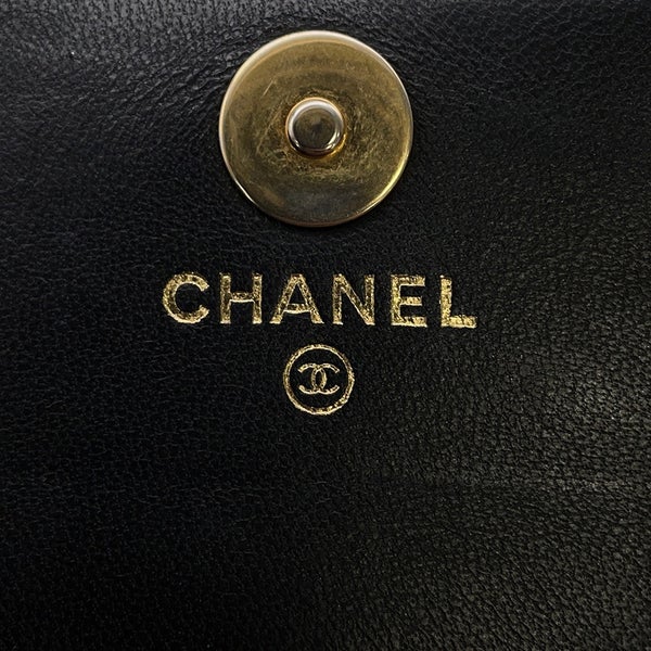シャネル チェーンウォレット マトラッセ ココマーク ラムスキン パール AP2508 CHANEL 財布 黒