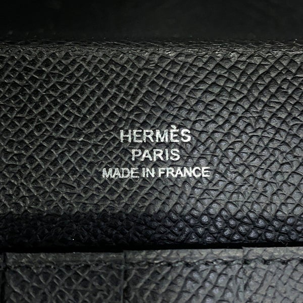 エルメス 二つ折り長財布 プリプラ ロング ブラック/シルバー金具 エプソン G刻印 HERMES 黒