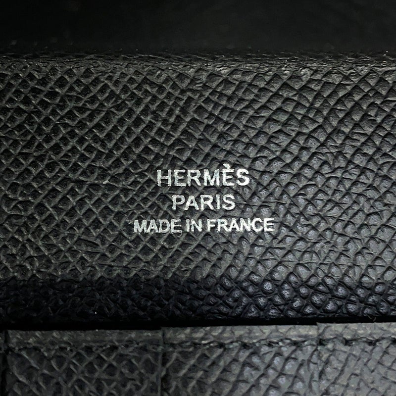 エルメス 二つ折り長財布 プリプラ ロング ブラック/シルバー金具 エプソン G刻印 HERMES 黒