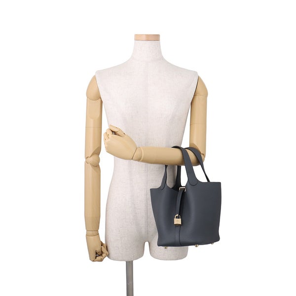 エルメス ハンドバッグ ピコタンロックPM グリミスティ/シャンパンゴールド金具 トリヨンクレマンス G刻印 HERMES トートバッグ
